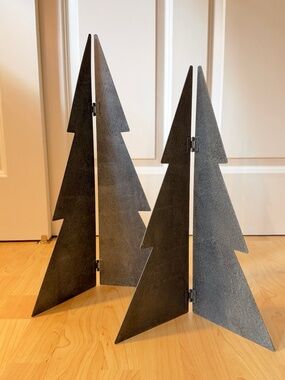 Studio McGee Galvanized Metal Holiday Decorative Trees, Pair